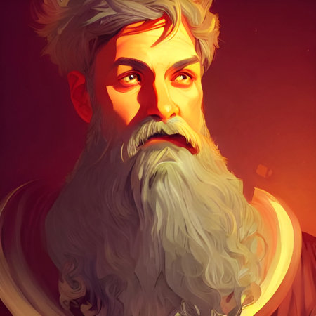 Munich, Germany, 01.11.2022: Illustrated Portrait of Merlin the Wizard. High quality illustrationのeditorial素材