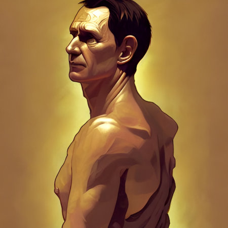 Munich, Germany, 01.11.2022: Illustrated Portrait of Julius Cesar, emperor of Rome. High quality illustrationのeditorial素材