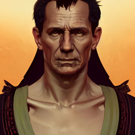 Munich, Germany, 01.11.2022: Illustrated Portrait of Julius Cesar, emperor of Rome. High quality illustrationのeditorial素材