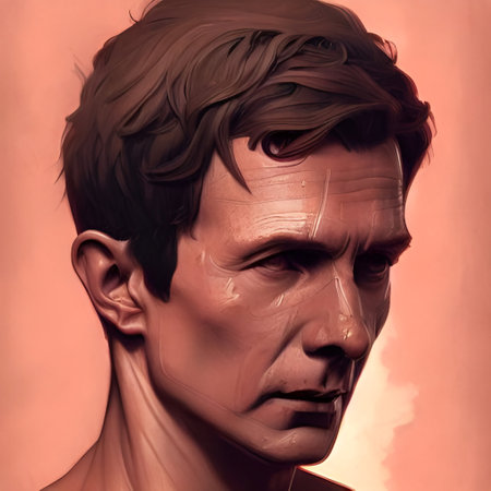 Munich, Germany, 01.11.2022: Illustrated Portrait of Julius Cesar, emperor of Rome. High quality illustrationのeditorial素材