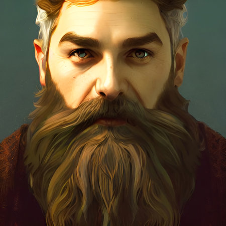 Munich, Germany, 01.11.2022: Illustrated Portrait of Merlin the Wizard. High quality illustrationのeditorial素材