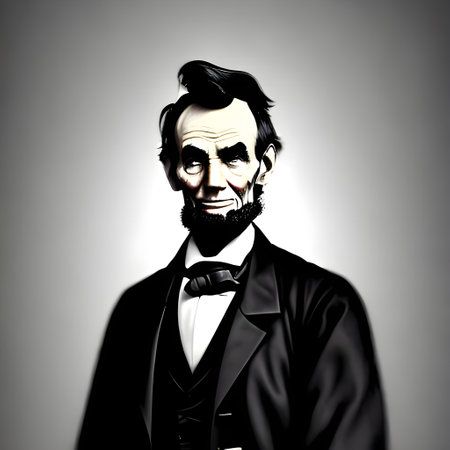 Munich, Germany, 01.11.2022: Illustrated Portrait of Abraham Lincoln . High quality illustrationのeditorial素材