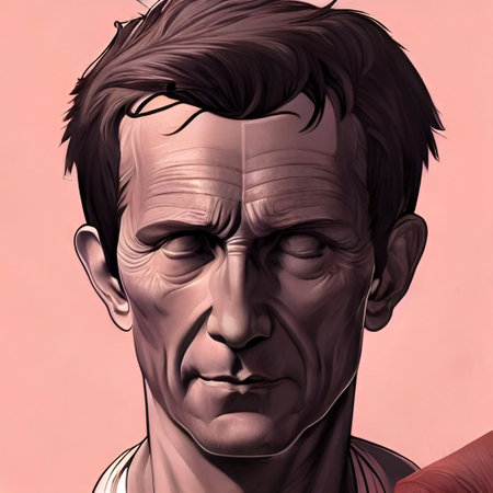 Munich, Germany, 01.11.2022: Illustrated Portrait of Julius Cesar, emperor of Rome. High quality illustrationのeditorial素材