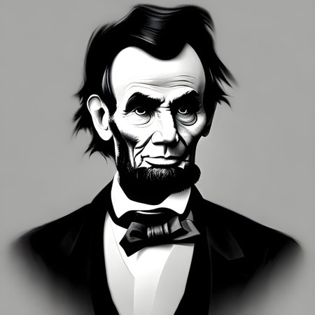 Munich, Germany, 01.11.2022: Illustrated Portrait of Abraham Lincoln . High quality illustrationのeditorial素材