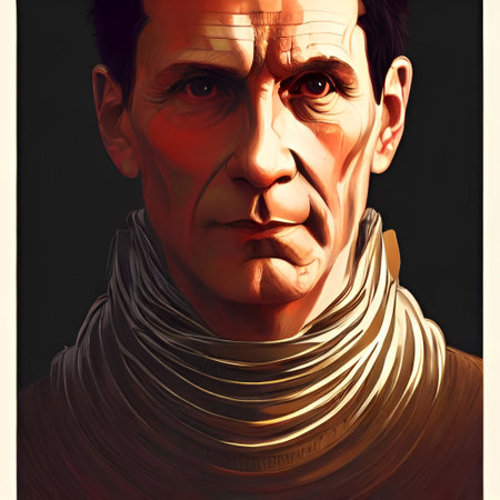 Munich, Germany, 01.11.2022: Illustrated Portrait of Julius Cesar, emperor of Rome. High quality illustrationのeditorial素材