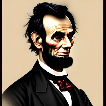 Munich, Germany, 01.11.2022: Illustrated Portrait of Abraham Lincoln . High quality illustrationのeditorial素材