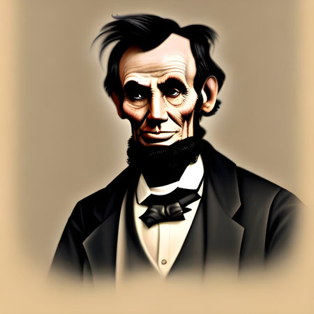 Munich, Germany, 01.11.2022: Illustrated Portrait of Abraham Lincoln . High quality illustrationのeditorial素材