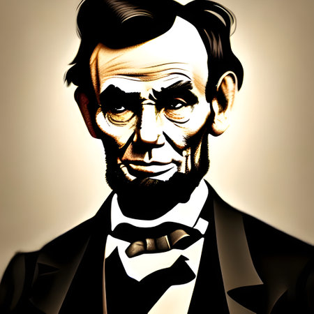 Munich, Germany, 01.11.2022: Illustrated Portrait of Abraham Lincoln . High quality illustrationのeditorial素材
