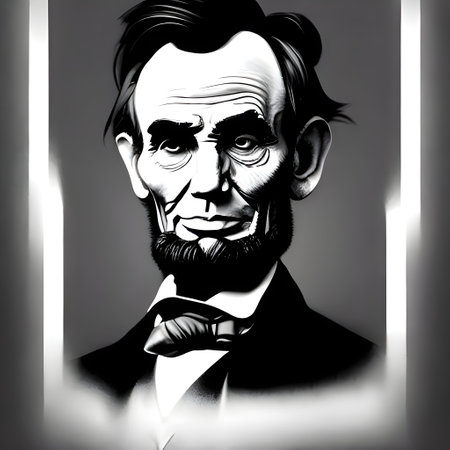 Munich, Germany, 01.11.2022: Illustrated Portrait of Abraham Lincoln . High quality illustrationのeditorial素材