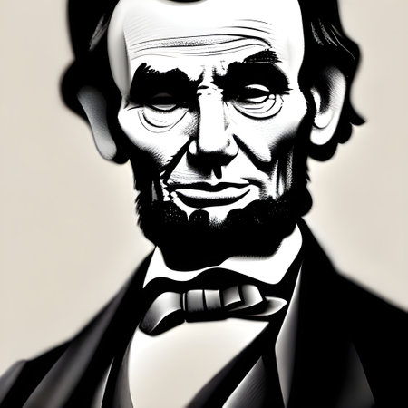 Munich, Germany, 01.11.2022: Illustrated Portrait of Abraham Lincoln . High quality illustrationのeditorial素材