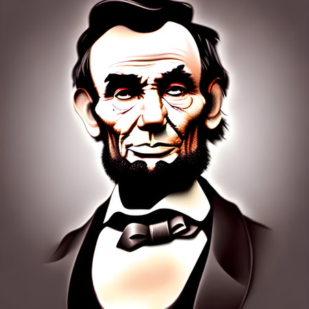 Munich, Germany, 01.11.2022: Illustrated Portrait of Abraham Lincoln . High quality illustrationのeditorial素材