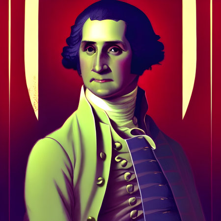 Munich, Germany, 01.11.2022: Illustrated Portrait of George Washington . High quality illustrationのeditorial素材