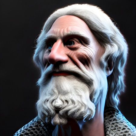 Munich, Germany, 01.11.2022: Illustrated Portrait of Merlin the Wizard. High quality illustrationのeditorial素材
