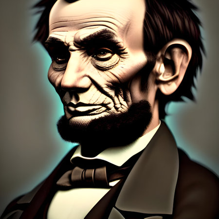 Munich, Germany, 01.11.2022: Illustrated Portrait of Abraham Lincoln . High quality illustrationのeditorial素材