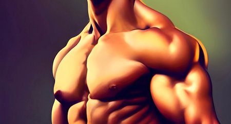 Illustrated image of a body builder. High quality illustrationの写真素材