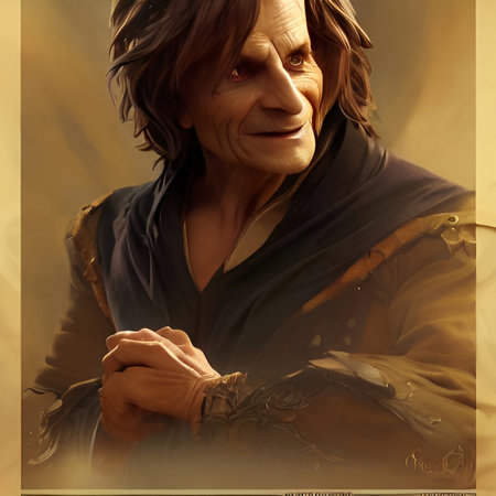 Illustrated portrait of Rumplestilskin, evil dwarf. High quality illustrationの写真素材