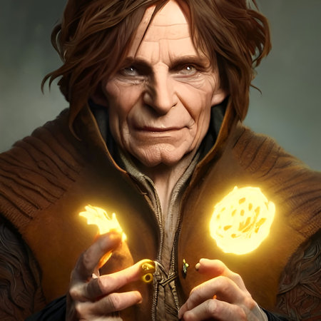 Illustrated portrait of Rumplestilskin, evil dwarf. High quality illustrationの写真素材