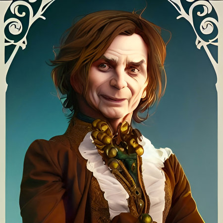 Illustrated portrait of Rumplestilskin, evil dwarf. High quality illustrationの写真素材