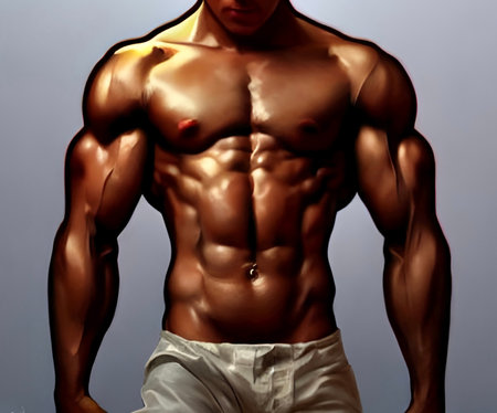 Illustrated image of a body builder. High quality illustrationの写真素材