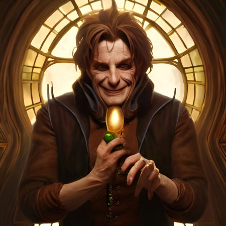 Illustrated portrait of Rumplestilskin, evil dwarf. High quality illustrationの写真素材