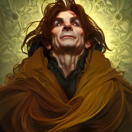 Illustrated portrait of Rumplestilskin, evil dwarf. High quality illustrationの写真素材