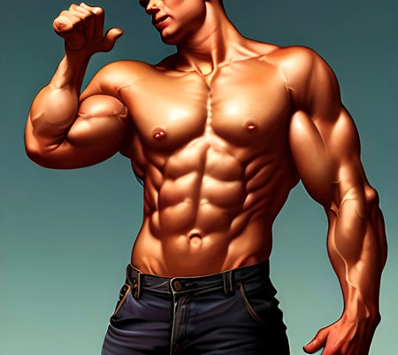 Illustrated image of a body builder. High quality illustrationの写真素材