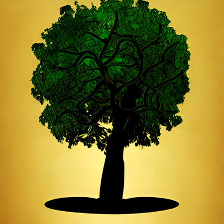 Illustrated Logo of a tree - digital creation. High quality illustrationの写真素材
