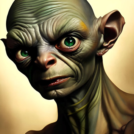 Digital Portrait of Gollum. High quality illustrationの写真素材