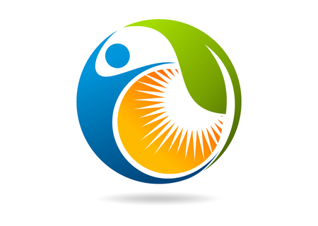 fitness icon natural leaf human sunのイラスト素材