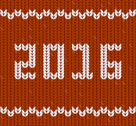 New Year 2016 on knitted fabric. Fragments of knitting in shape of number 2016. Knitting Patternのイラスト素材