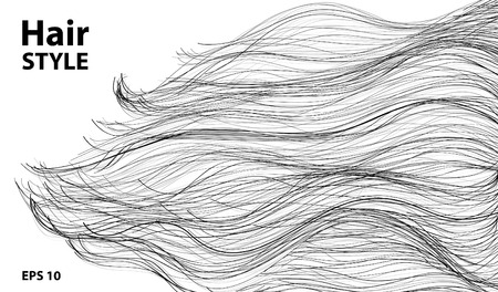 Long black hair. Beauty lock and hairstyle, concept art, vector illustrationのイラスト素材