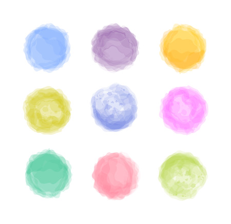 Abstract bright colored watercolor painted vector stylization stains setのイラスト素材
