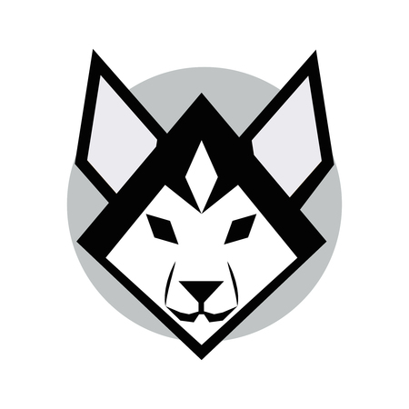 Mascot, emblem, symbol siberian husky dog head on white background, illustrationのイラスト素材