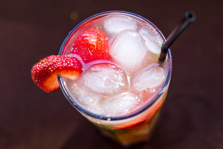 Fresh mojito drink with ice and fruitの写真素材