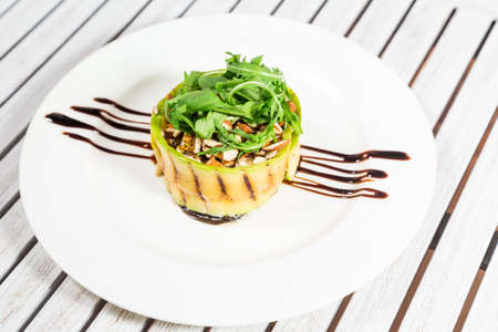 Dessert zucchini with nuts and chocolateの写真素材