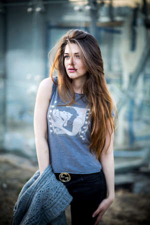 Beautiful girl  summer with make-up.の写真素材