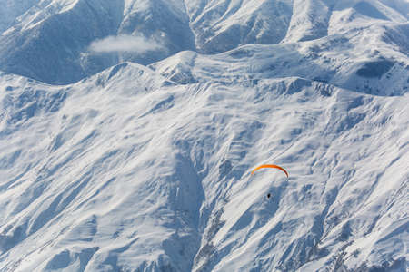 Beautiful winter landscape with snow-topped mountains. Ski resortの写真素材