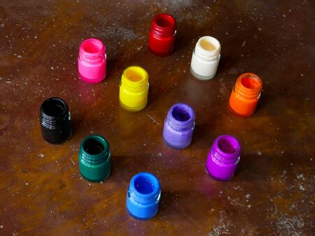 Poster Color bottle on the floorの写真素材