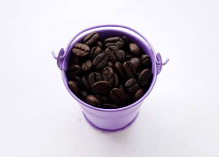 organic coffee beans in bucket. grain coffee seedの写真素材