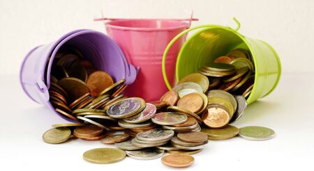 concept save money. coin bucketsの写真素材