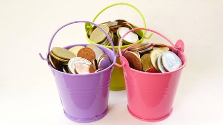 concept save money. coin bucketsの写真素材