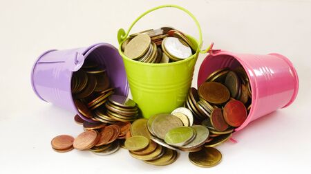 concept save money. coin bucketsの写真素材