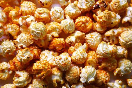 caramel popcorn sweet snack and foodの写真素材