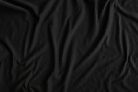 luxury black silk satin texture, cotton fabric backgroundの写真素材