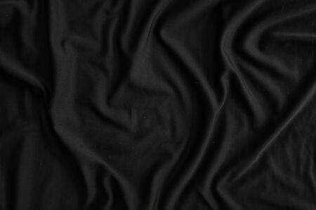 black silk satin texture, cotton fabric backgroundの写真素材