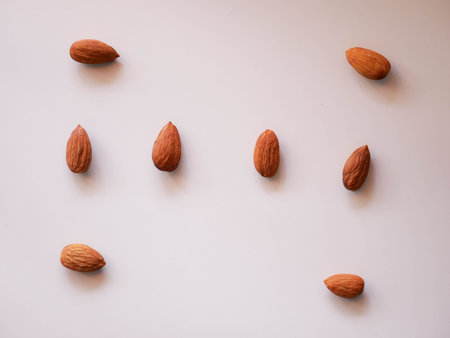 Group Almonds isolated background.