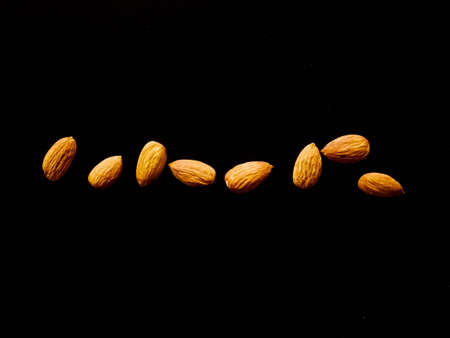 Group Almonds isolated background.の写真素材