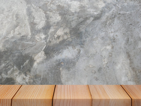 Brown wood plank floor and concrete wall texture background, use for product display or montage