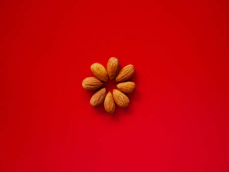 Almonds seed isolated on background. almond beans snackの写真素材