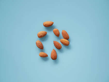 Almonds seed isolated on background. almond beans snackの写真素材